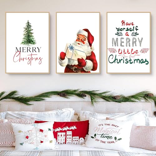 Uixxducc 3er Weihnachten Poster Set Moderne Winter Schneelandschaft Wandbilder Bilder, Weihnachten Bilder Set für Wohnzimmer Schlafzimmer Weihnachten Deko, Ohne Rahmen (B,30x40cm) von Uixxducc