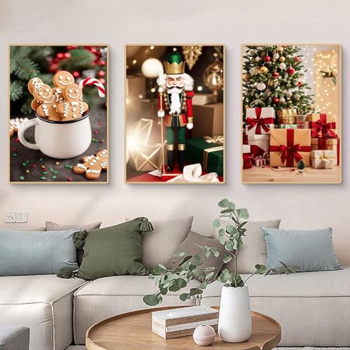 Uixxducc 3er Weihnachts-Poster Set, Wohnzimmer Wandbilder Winter Bilder Set, Wandposter Schlafzimmer Weihnachten Wanddeko Ohne Rahmen (B,21x30cm) von Uixxducc