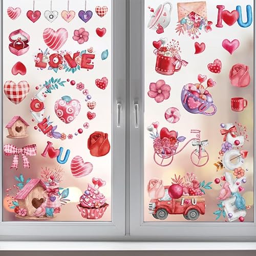 Uixxducc 9 Blätter Valentinstag Fensterbilder Selbstklebend, Fensterdekoration Valentinstag Wiederverwendbar mit Liebe,Bär,Tier Muster, Fenster Aufkleber Dekorationen für Valentinstag (Valentinstag) Uixxducc 9 Blätter Valentinstag Fensterbilder Selbstklebend, Fensterdekoration Valentinstag Wiederverwendbar mit Liebe,Bär,Tier Muster, Fenster Aufkleber Dekorationen für Valentinstag (Valentinstag) von Uixxducc