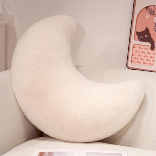 Uixxducc Kuschelkissen Kinder Mondkissen, 3D Mond Plüsch Kissen Dekokissen, Weiche Flauschige Zierkissen Sofakissen Dekokissen für Kinderzimmer Schlafzimmer Deko (Weiß,50 * 40cm) von Uixxducc