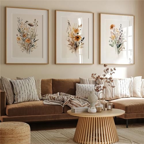 Uixxducc Premium 3er Poster Set, Aesthetic Gouache Blumen Bilder Wandbilder, Blumen Leinwandbilder, Ohne Rahmen, Wandposter Moderne Bilder Wohnzimmer Schlafzimmer (40x50cm) von Uixxducc