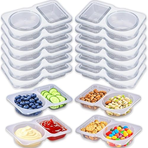 Uixxducc Snackbox Snack Container, Tragbarer Snack Boxen, Zweikammer GewüRzbehäLter, Aufbewahrungsdosen mit Deckel, Wiederverwendbar (20pcs) von Uixxducc