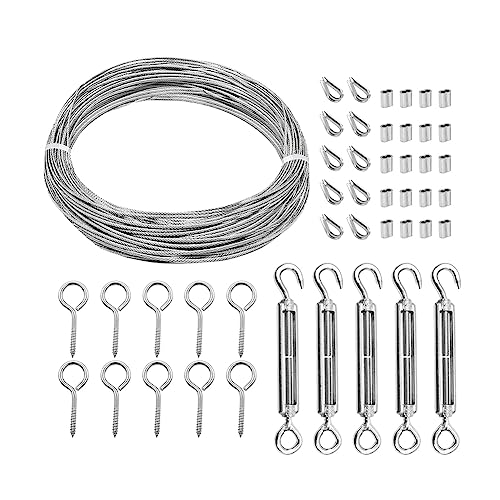 Ujjdwiurgh 1 Satz 1/16 Spannschloss-Drahtspanner-Set, Schweres Spannschloss-Kabelgel?nder-Set, 115 Fu? -Haken und ?sen-Spannschloss-Set Aus Edelstahl von Ujjdwiurgh
