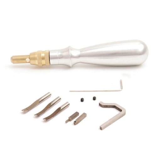 Ujjdwiurgh 1 Satz Multifunktionaler Aluminiumgriff zum Einstechen Von Leder, Kantenschneider, DIY-Lederwerkzeug-Set, Leder-Nutwerkzeug von Ujjdwiurgh