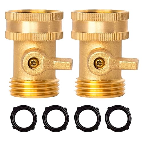 Ujjdwiurgh 1 Satz Schlauchabsperrventil, Zweikanal-Schlauchanschl¨¹sse, 2er-Pack 3/4 Messing-Schlauchabsperrventil mit 4 Zus?tzlichen Unterlegscheiben von Ujjdwiurgh