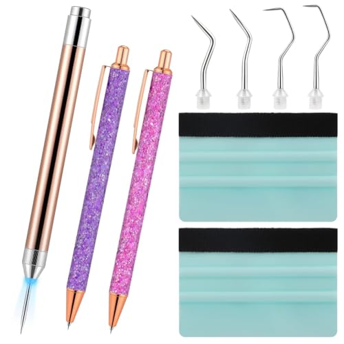 Ujjdwiurgh 10-Teiliges Pin-Stift-Vinyl-Unkrautwerkzeug-Set, LED-Unkrautwerkzeuge mit Licht f¨¹r Vinyl, 5 Stiftk?pfe, 2 Luftablassstifte, 2 Vinyl-Rakel, Langlebig, Einfache Installation von Ujjdwiurgh