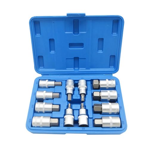 Ujjdwiurgh 12-Teiliger Silber-Spline-Steckschl¨¹sselsatz, Stahl-Spline-Steckschl¨¹sselsatz, Sechskant-Schraubendreher, Schraubendreher mit Aufbewahrungsbox Aus Kunststoff von Ujjdwiurgh