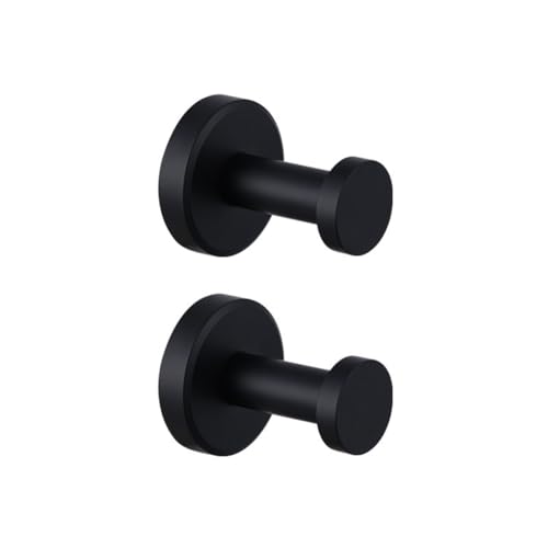 Ujjdwiurgh 2 Haken f¨¹r Dusche, Badezimmer, K¨¹che, Glast¨¹r, Fliesen, Luffa, Handtuch, Mantel, Bademantel, Hakenhalter zum Aufh?ngen, Schwarz von Ujjdwiurgh
