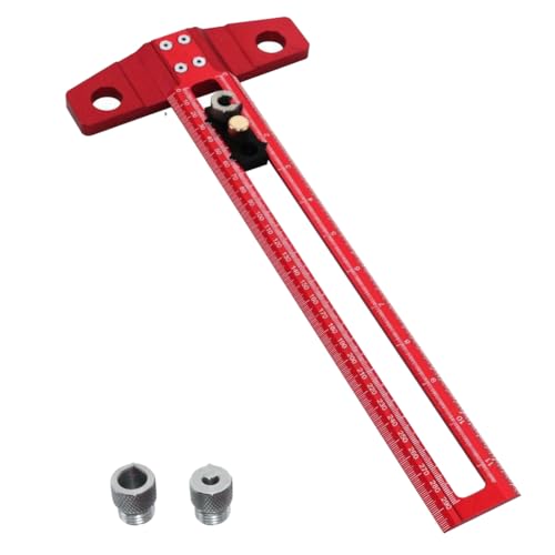 Ujjdwiurgh 2-In-1-Bohr-/Positionierungs-/Ritzlineal f¨¹r die Holzbearbeitung, Anrei?lehre, T-Quadrat, D¨¹bellehre mit 6/8/10 mm Bohrh¨¹lse, 30 cm von Ujjdwiurgh
