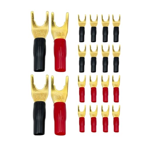 Ujjdwiurgh 20-Teiliger YU-F?rmiger -Bananenstecker, Vergoldeter -Bananenstecker, Klinkenstecker, L?tfreies Lautsprecherkabel, Stromanschluss, Einfach zu Verwenden von Ujjdwiurgh