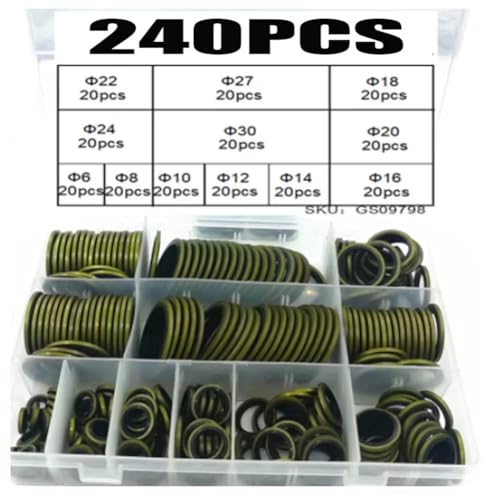 Ujjdwiurgh 240pcs Gebundene Waschmaschine Dichtungsringmetall -Gummi -?l -Abflussstecker Dichtung M6 M8 M10 M14 M16 Kombinierte Waschmaschine von Ujjdwiurgh