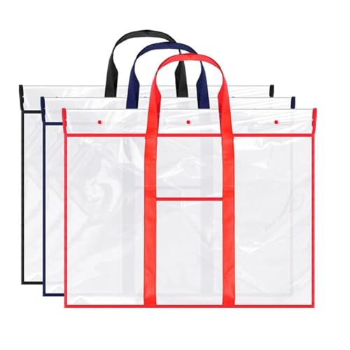 Ujjdwiurgh 3er-Pack Gro?e Poster-Aufbewahrungstasche, Pinnwandhalter, Kunst-PVC-Ordner mit Tasche, Transparenter Kunst-Portfolio-Organizer von Ujjdwiurgh