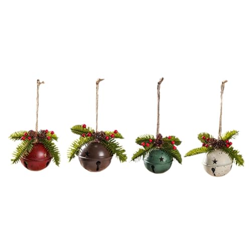 Ujjdwiurgh 4 Stück Weihnachts-Glöckchen, Traditioneller Weihnachtsbaumschmuck, Metallschlittenglocken, Wie Abgebildet, für Weihnachtsdekorationen von Ujjdwiurgh