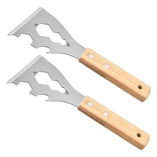 Ujjdwiurgh 4-in-1-Reinigungsschaber-Werkzeug, 2 Edelstahl-Farbschaber - Spachtel, Wandschaber, Klebstoffentferner von Ujjdwiurgh