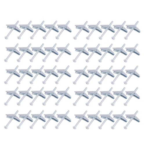 Ujjdwiurgh 50 St¨¹ck 1/8 Knebelschrauben f¨¹r Trockenbau, Hochleistungs-Trockenbauanker-Set, Trockenbauanker- und Schrauben-Set f¨¹r Decken von Ujjdwiurgh