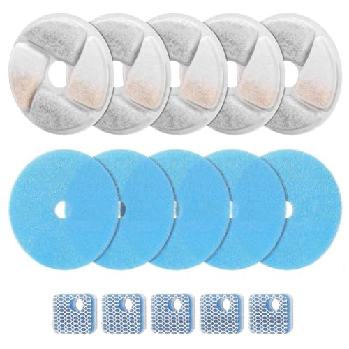 Ujjdwiurgh 5er-Set Filter f¨¹r Katzentrinkbrunnen, f¨¹r Quadratischen 2,2 L/73 Oz Katzentrinkbrunnen, Dreifachfiltration, Haustiertrinkbrunnen-Filter von Ujjdwiurgh