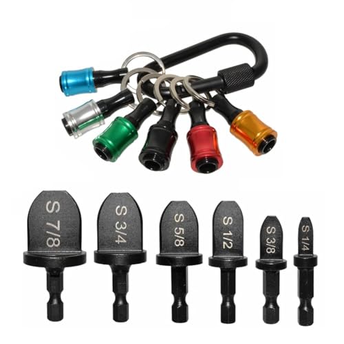 Ujjdwiurgh 6-Teiliges Bit-Set HVAC-Werkzeuge Stauchwerkzeug HVAC-Kupferrohr-Expander-Werkzeug mit 6-Teiligem Bithalter-Schl¨¹sselanh?nger von Ujjdwiurgh