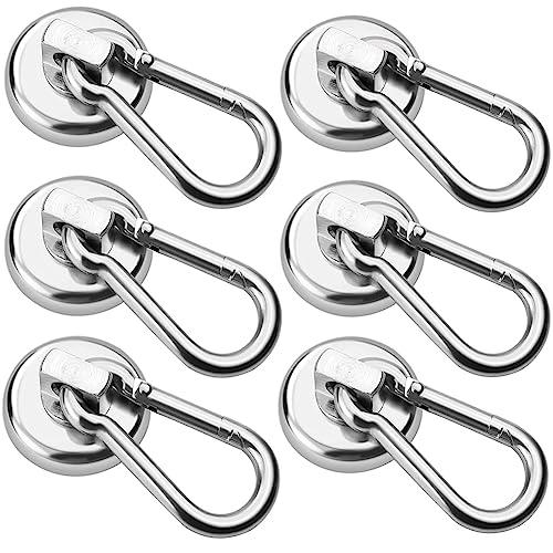 Ujjdwiurgh 6er-Pack Magnetische Haken, Robuste Neodym-Magnethaken mit Drehbarem Karabinerhaken, Silber Ujjdwiurgh 6er-Pack Magnetische Haken, Robuste Neodym-Magnethaken mit Drehbarem Karabinerhaken, Silber von Ujjdwiurgh