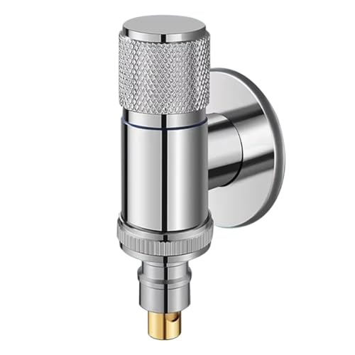Ujjdwiurgh Automatisches Wasserstoppventil f¨¹r Waschmaschinen, Massives Messing, Einzelnes Kaltes, An der Wand Montiertes Kaltwasserauslassbecken, Einfache Installation, Einfach zu Bedienen, Silber von Ujjdwiurgh