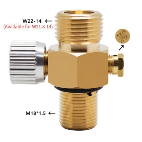 Ujjdwiurgh CO2-Tankventil, Lufttank-Gasf¨¹lladapter mit An-/Aus-Gewinde M18x1,5, Ausgangsgewinde W21.8-14, Passend f¨¹r Aquarien von Ujjdwiurgh