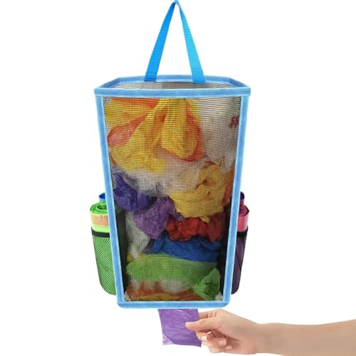 Ujjdwiurgh Hängender, Atmungsaktiver Müllsack Aus Kunststoff mit Gittermuster für Socken und Kleinigkeiten, Organizer für Küche und Bad, Blau von Ujjdwiurgh