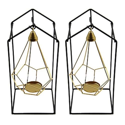 Ujjdwiurgh Hängender Kerzenhalter Aus, Hängender Geometrischer Kerzenhalter mit Schwarzem Eisenständer, Luxuriöser Romantischer Kerzenhalter, C, Langlebig, Einfache Installation von Ujjdwiurgh