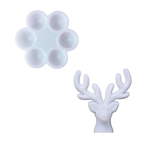 Ujjdwiurgh Harzform-Set mit Hirschmotiv, Box mit 6 Schalen. DIY-Harzguss f¨¹r Kerzenst?nder, S¨¹?igkeiten, Kosmetik, Schmuckbeh?lter von Ujjdwiurgh