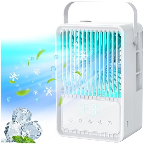 Ujjdwiurgh Klimaanlagen Verdunstungsluftk¨¹hler mit 3 Windgeschwindigkeiten, 7 Lichtfarben, Pers?nliche Klimaanlage f¨¹r, B¨¹ro, Einfache Installation, Einfache Bedienung von Ujjdwiurgh