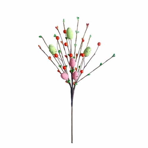 Ujjdwiurgh Künstliche Sprührebe mit Pastellfarbenen Ostereiern und Beeren – Dekorative Frühlingshafte Blumenstiele – Osterei-Zweige C. Einfache Installation, Einfach zu Verwenden. von Ujjdwiurgh