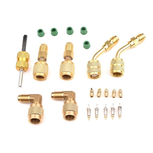 Ujjdwiurgh R410-Adaptersatz, Mini-Split-Vakuumpumpenset Aus Metall, Robuster R410-Konverteranschluss, Langlebiger 1/4SAE-Auf-5/16SAE-Adapter von Ujjdwiurgh