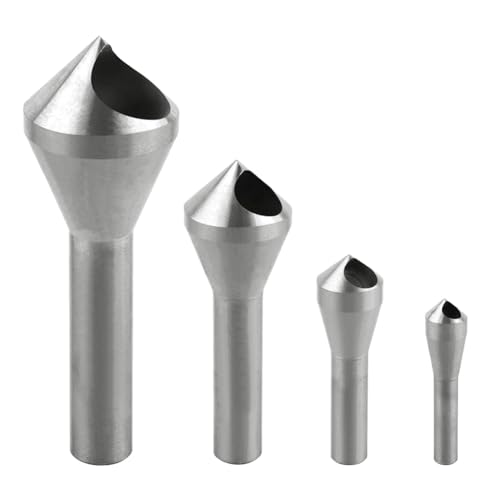 Ujjdwiurgh Senkbohrer-Set, Fasenwerkzeug, Runder Schaft HSS (4241), Senkerbohrer, f¨¹r, Metall, Kunststoff, Silber, 4-Teilig von Ujjdwiurgh
