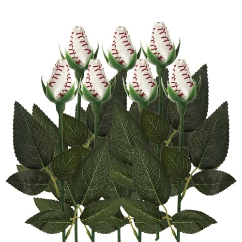 Ujjdwiurgh Softball-Rose, Sport-Lederrose, Handgefertigte Künstliche Softball-Blumen, Geschenk für Softball-Mütter, Fans, Team-Abschlussfeier, B von Ujjdwiurgh