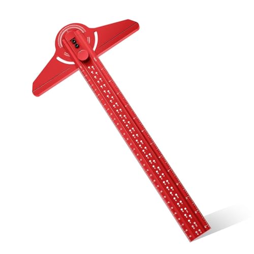 Ujjdwiurgh Winkelmesser, Winkelmesser, Winkelmessger?t, Verstellbarer Winkelmesser Aus Aluminiumkonstruktion mit 13-Lineal f¨¹r die Holzbearbeitung, Rot von Ujjdwiurgh