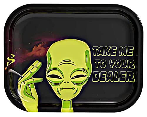 Alien Rolltablett – Metall-Räuchertablett – lustiges Cartoon-Rolltablett – unverzichtbares Rauchzubehör-Set von UkGlass