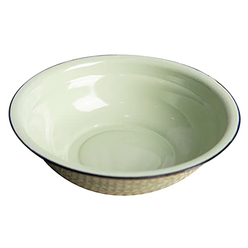 Ukallaite Schüssel Durable Vintage Emaille Eco Friendly Multifunktionale Suppenteller Leichtes Schüsselset Für Küche Müsli, Reis, Nudeln Grün 22 cm von Ukallaite