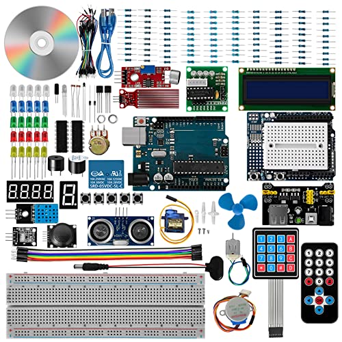 Ukbzxcmws Super Starter Kit Für Set Steckplatine/Schrittmotor / SG90-Servo / 1602-LCD/Jumper Draht/Tutorial Komplettset Super Starter Kit Für Breadboard/Schrittmotor / SG90-Servo / 1602-LCD/Jumper von Ukbzxcmws