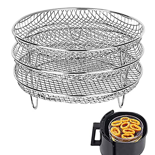 Ukbzxcmws Zubehör Für Heißluftfritteusen Edelstahl Luftfritteusen Gestell Vielseitiges Rundes Bratgestell Kompatibel Mit Den Meisten Heißluftfritteusen Luftfritteusen Gestell Für Heißluftfritteusen von Ukbzxcmws