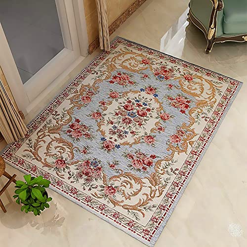 UKELER Home Decor Collection Rustikaler Teppich, Blumenmuster, luxuriös, weich, modern, für Wohnzimmer (80 x 120 cm, luxuriöses Blau) von Ukeler