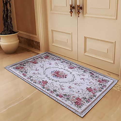 UKELER Luxuriöser, weicher, rustikaler Teppich, waschbar, elegant, Shabby-Rose, rutschfest, für Schlafzimmer, 80 x 120 cm, Country Rose UKELER Luxuriöser, weicher, rustikaler Teppich, waschbar, elegant, Shabby-Rose, rutschfest, für Schlafzimmer, 80 x 120 cm, Country Rose von Ukeler
