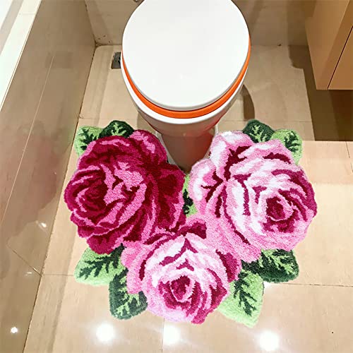 UKELER Rosa Badezimmerzubehör 69,8 x 60,9 cm Rosenblumen-Badteppich rutschfest, maschinenwaschbar, trocknergeeignet, Badematten für Badezimmer, Badewanne, Dusche UKELER Rosa Badezimmerzubehör 69,8 x 60,9 cm Rosenblumen-Badteppich rutschfest, maschinenwaschbar, trocknergeeignet, Badematten für Badezimmer, Badewanne, Dusche von Ukeler