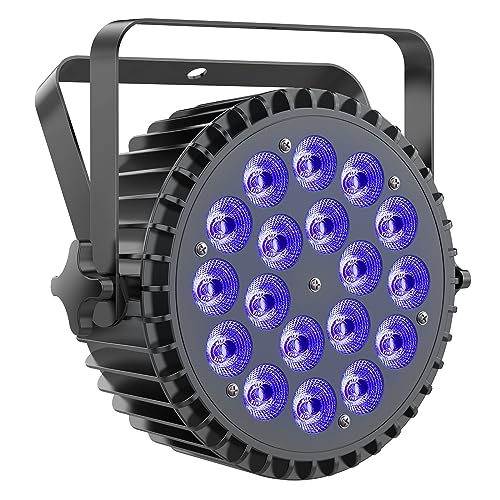 UKfog 6- in -1 LED Par 200W 18 LED Scheinwerfer RGBWA+UV Led Strahler DMX512 Discolicht 7/10CH Partylicht 4 Kontrollmodi Modus Beleuchtung DJ Lichteffekt für Bar/Party/Hochzeit/Studio/Halloween von Ukfog