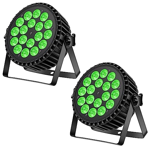 Ukfog 2PCS 200W 18 LED Par Scheinwerfer 8CH Par LED Licht RGBW+DMX Strobe Sound Aktiv Modus LED Bühnenlichter Strahler Discolicht Partylicht für Hochzeit/Partys/Kirche/Club/DJ-Live-Show von Ukfog