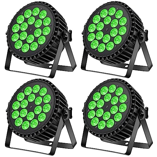 Ukfog 200W 18 LED Par Scheinwerfer 8CH Par LED Licht RGBW+DMX Strobe Sound Aktiv Modus LED Bühnenlichter Strahler Discolicht Partylicht für Hochzeit/Partys/Kirche/Club/DJ-Live-Show（4er-Pack） von Ukfog