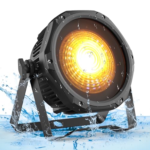 Ukfog COB RGB LED Wasserdichtes Par Scheinwerfer 100W Par Licht 3-in-1 kalt/Warmweiß/Farbiges Licht /4/15CH/DMX512/Sound aktiviert/Master-Slave/Auto.für Hochzeit/Disco/Bar/PartyTheater usw von Ukfog