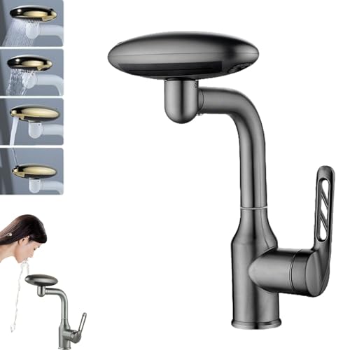 4 Modus Wasserhahn,waschtischarmatur Mit Herausziehbarer Brause,360° Rotating Pull-out Washbasin Faucet with 4 Water Flow Modes,ausziehbarer Wasserhahn Badezimmer,verstellbarer Wasserhahn Waschtis-C von Ukisisi