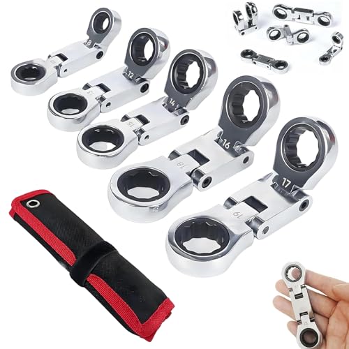 Ukisisi 5pcs Dual-drive Nano Flex-head Pocket Ratchet,dual-antrieb Nano Flex-kopf Taschenratsche,180° Winkelverstellbar Schraubenschlüssel Für Schmale Räume,Doppel-Ratschenringschlüssel 8-19mm-a Ukisisi 5pcs Dual-drive Nano Flex-head Pocket Ratchet,dual-antrieb Nano Flex-kopf Taschenratsche,180° Winkelverstellbar Schraubenschlüssel Für Schmale Räume,Doppel-Ratschenringschlüssel 8-19mm-a von Ukisisi