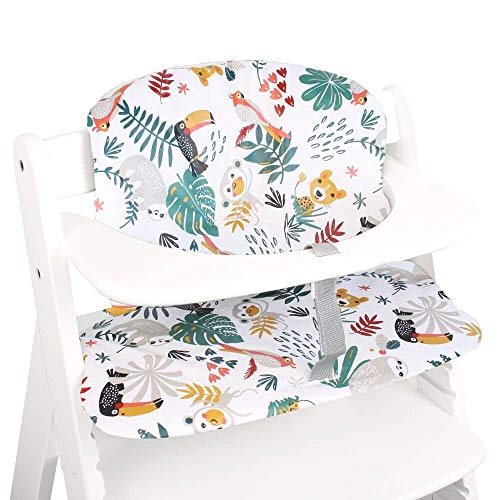 Ukje | Sitzkissen für Hauck Alpha Plus, Hauck Beta Plus | Aus biologischer Baumwolle | Geeignet als Hauck Hochstuhl Sitzauflage, Hauck Sitzverkleinerer, Hauck Hochstuhl (Weiß Affe) von Ukje