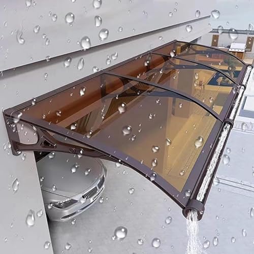 Canopy Front Door Canopy, Rain Cover，Door Canopy, Front Door Canopy Pent Canopy Made Of Transparent Polycarbonate, Ultraviolett Protection Door Canopy Aluminium Frame Canopy With Side Panel(Brown,80x1 von Ukkajovlex