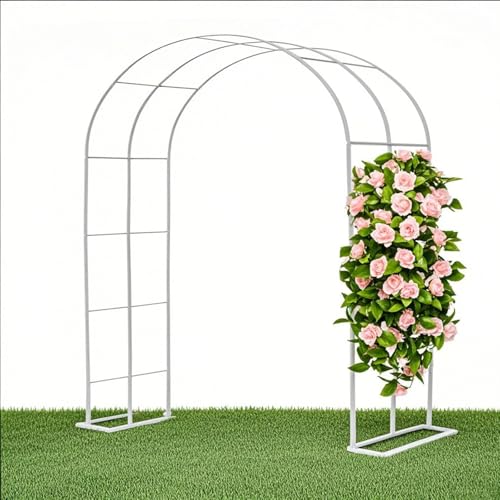 Rosenbogen Metal Torbogen Garten Stabiles Hochzeitsbogen Weatherproof Breite 80/120/140/180/200/240/280/300/350cm Trellis Balloon Arch Erweitern Torbogen Für Kletterpflanzen Schwarz, Weiß, Grün(White, von Ukkajovlex