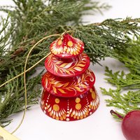 Christmas Bell Hand Painted Christmas Ornaments, Handcrafted Tree Decorations, Wooden Shaped As Tree, Petrykivka von UkrGiftsShop